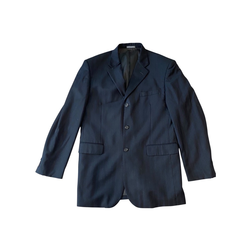 Bendetti 40L Mens Pinstripe Wool Blend Three Button Blazer Jacket